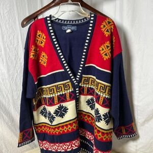 Norton McNaughton Women's Cardigan Sweater Petites Multi Fair Isle 3X‎